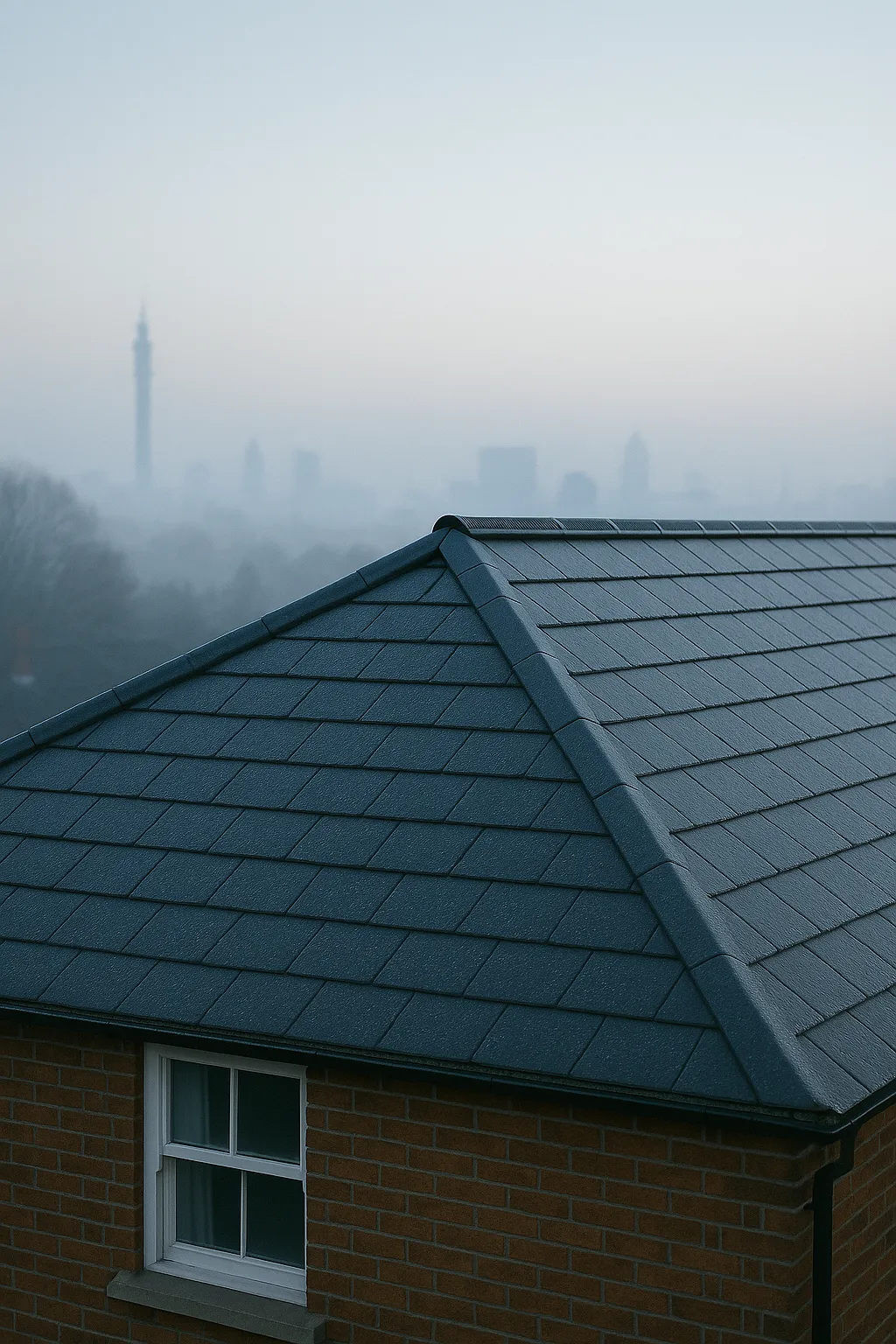 Birmingham roof with visible ridge vents preventing winter condensation